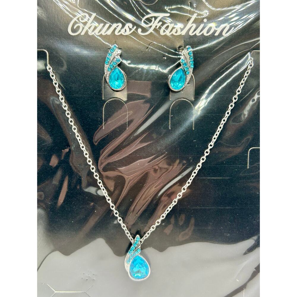 ~*Brand New*~ Chuns Fashion Women's Earrings Necklace Gift Set Bridal Prom Blue